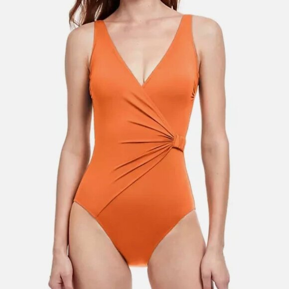 GOTTEX LIV SURPLICE One Piece Swimsuit Spice Orange Size 12 - Picture 3 of 4